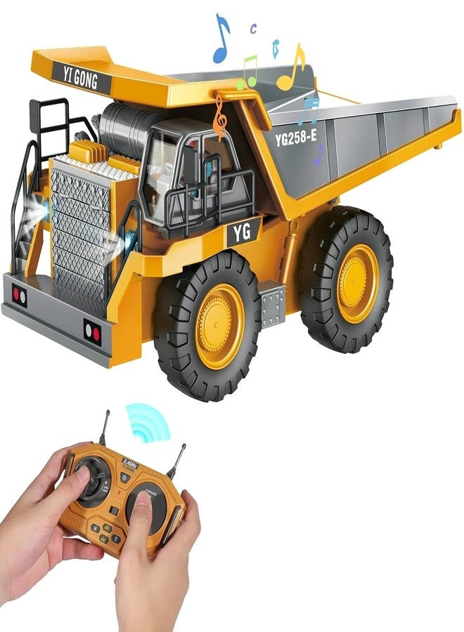 Daji RC Dump Truck,Remote Control Dump Truck, 2.4GHz 9 Channel RC Construction Truck, Engineering Vehicles Educational Toys with Light and Music for Kids (RC Dump Truck-9 Channel) - Image 1